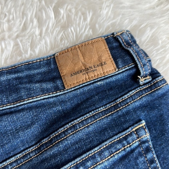 American Eagle Dark Blue Lightly Distressed High Rise Festival Jean Shorts - Picture 9 of 12